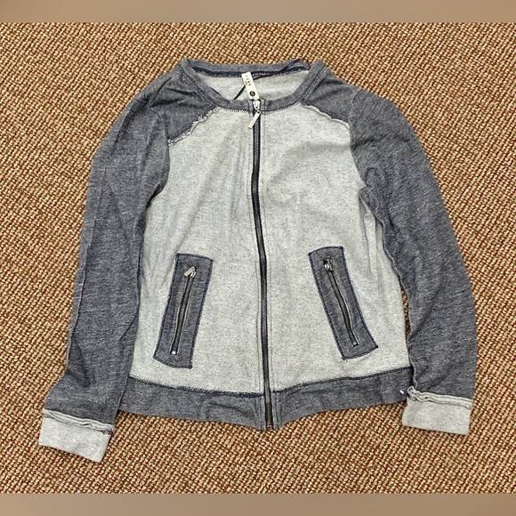 Women's Small Kensie Pieces Cotton/Viscose Blend Pocketed Full Zip Sweatshirt - Picture 10 of 11